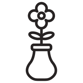 Single flower upright in vase icon