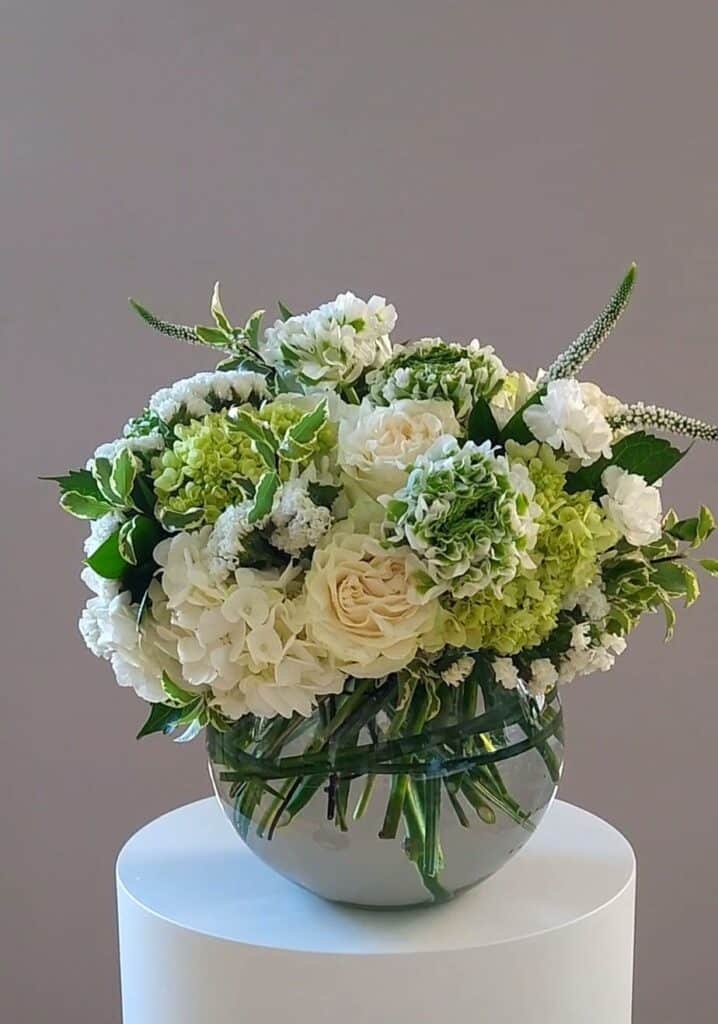 Green and white flowers